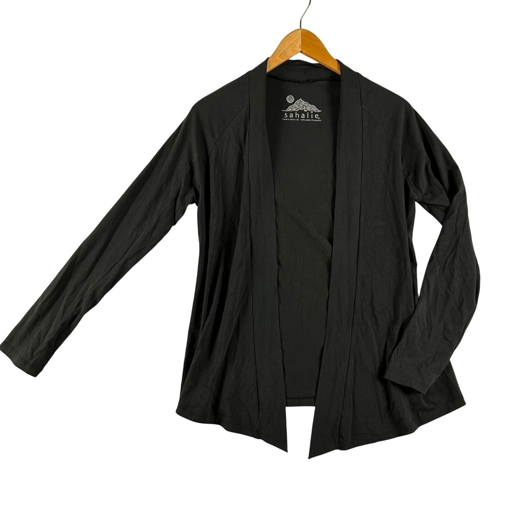 Sahalie Black Open Front Cardigan Womens XS Oversized Comfy Career Professional